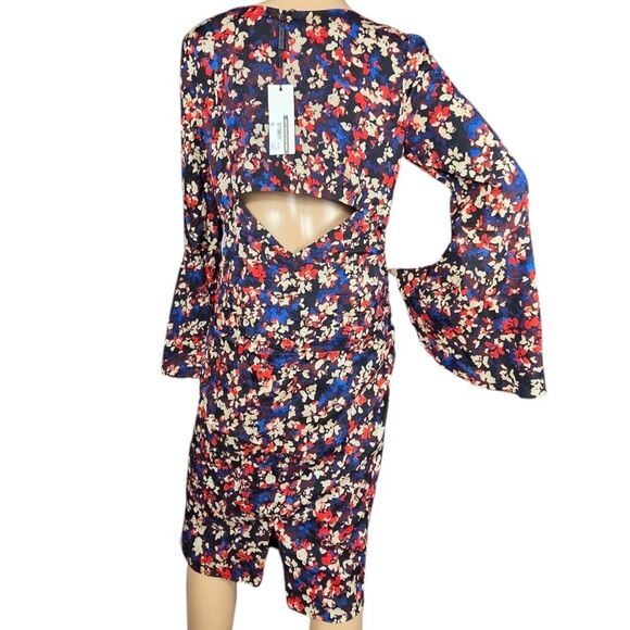 Tracy Reese Silk Multicolor Dress With Bell Sleeves Size 8 - Picture 4 of 13